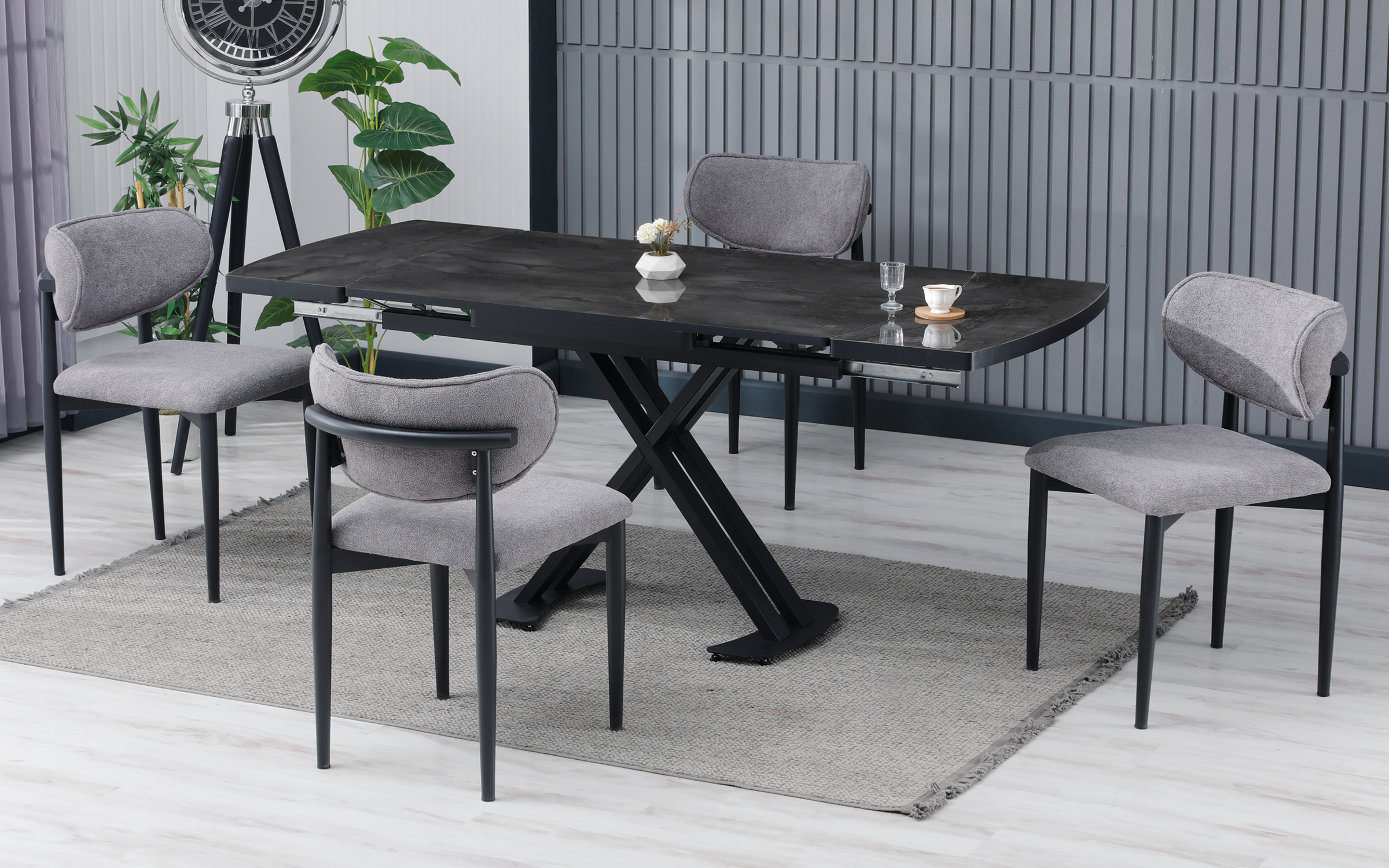 Scaun de masa Donika, negru + gri  2